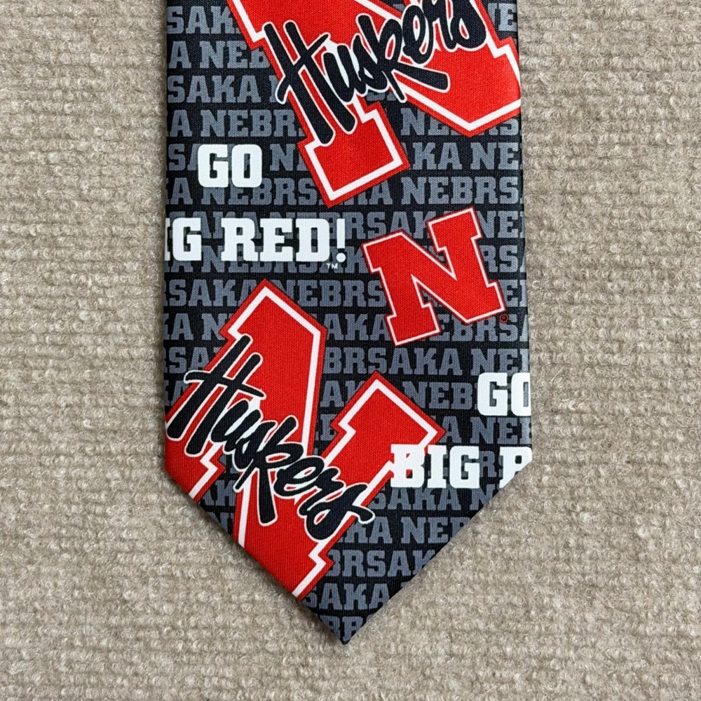 Ralph Marlin Nebraska Huskers Men Tie Go Big Red NCAA Football Grey Red 251523